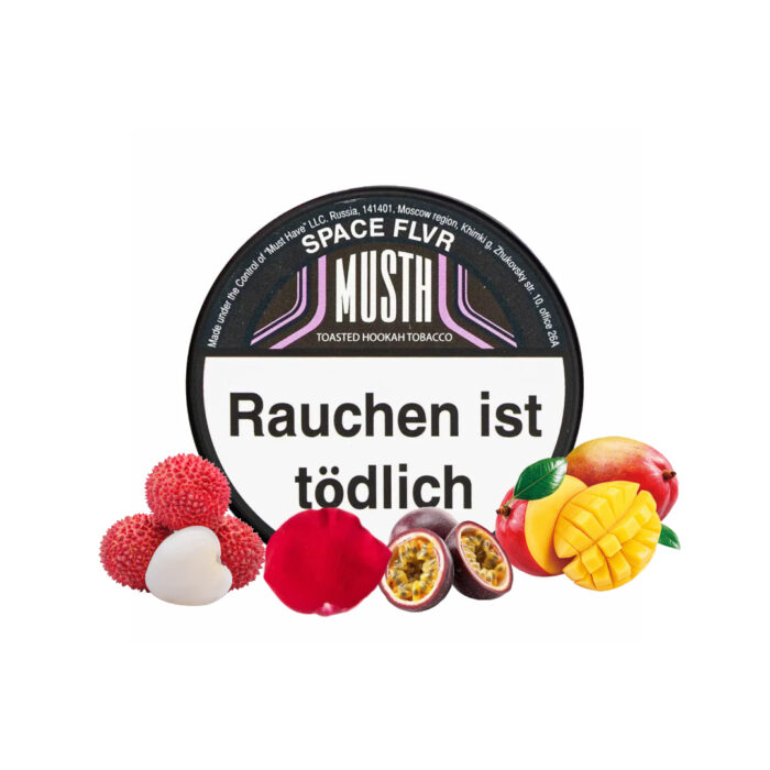 Tutun Narghilea Musth Space Flvr 125g - Mango,Fructul Pasiuni,Lychee,Petale de trandafiri